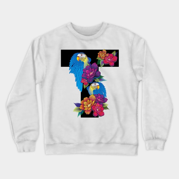 T birds with flower Crewneck Sweatshirt by PunnyPoyoShop